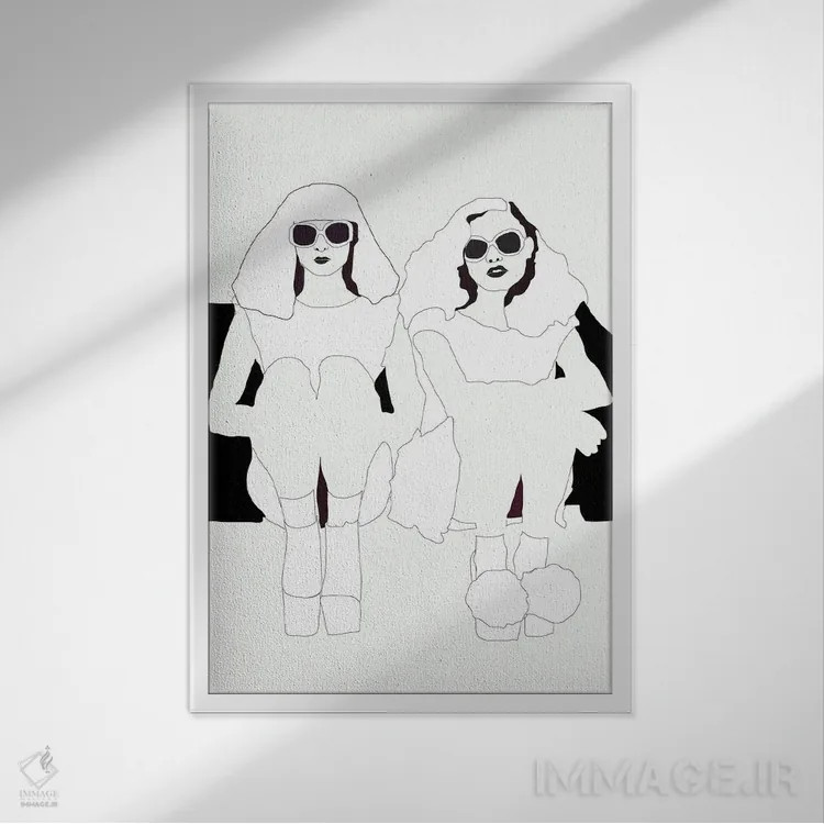 تابلو نشستن دور هم اثر آنا مککی - نمای قابدار سفید