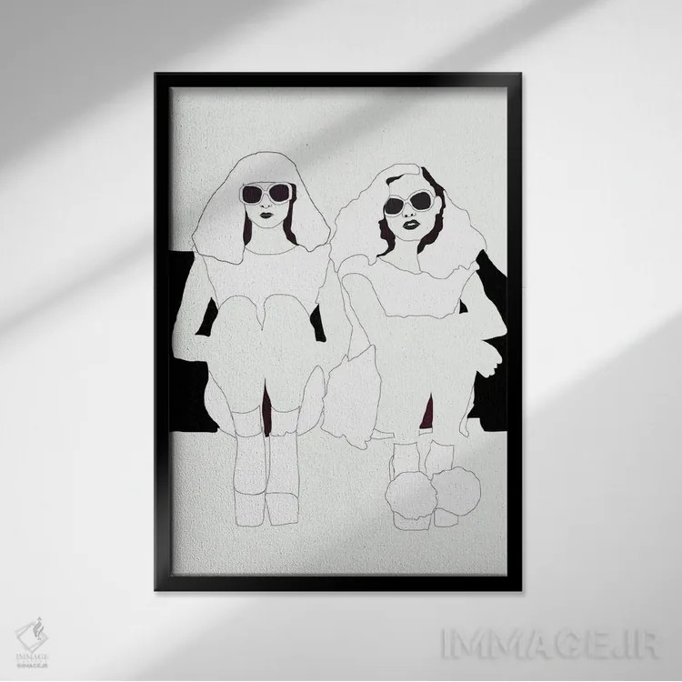 تابلو نشستن دور هم اثر آنا مککی - نمای قابدار مشکی