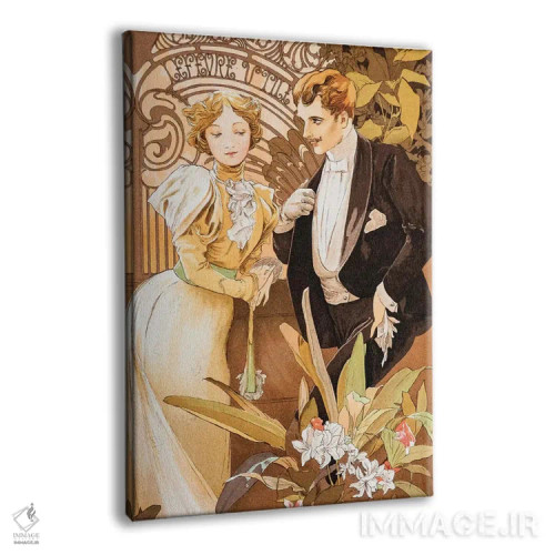 تابلو دلبری اثر آلفونس موخا (هنرمند آرت نووی چک) - نمای پرسپکتیو محصول