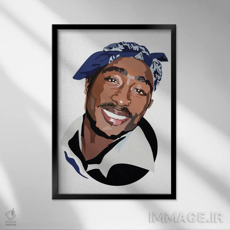 تابلو توپاک (رپر آمریکایی) اثر آنا مککی - نمای قابدار مشکی