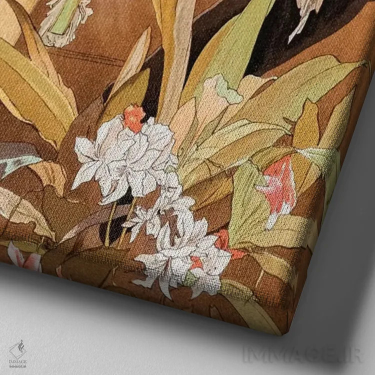 تابلو دلبری اثر آلفونس موخا (هنرمند آرت نووی چک) - نمای نزدیک بافت بوم