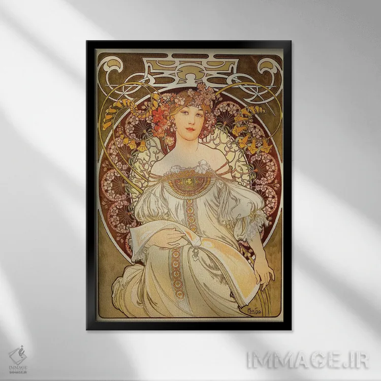 تابلو خیالپردازی، ۱۸۹۸ اثر آلفونس موخا (هنرمند آرت نووی چک) - نمای قابدار مشکی