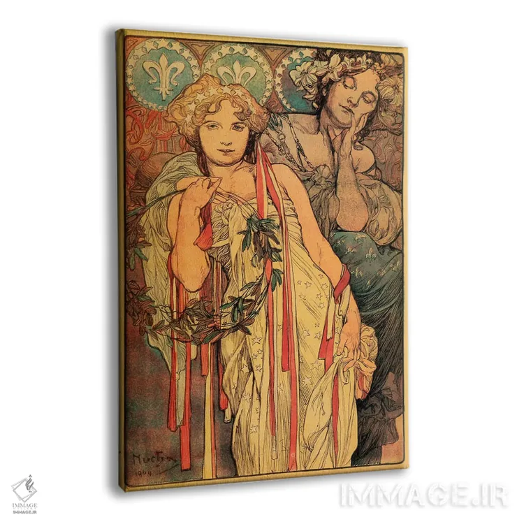 تابلو روزنامه دیلی نیوز نیویورک، ۱۹۰۴ اثر آلفونس موخا (هنرمند آرت نووی چک) - نمای پرسپکتیو محصول