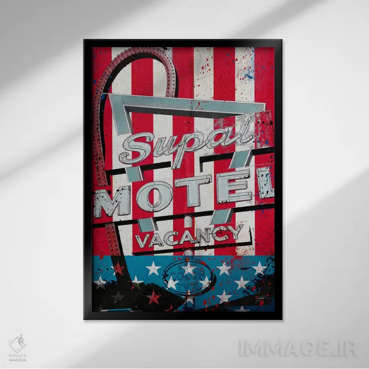 تابلو بمان سرخ، سفید و … اثر فایو بای فایو کالکتیو - نمای قابدار مشکی