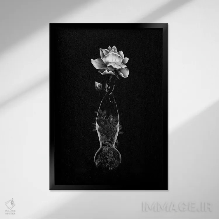 تابلو گلدان اثر تاتیانا آمرِین - نمای قابدار مشکی