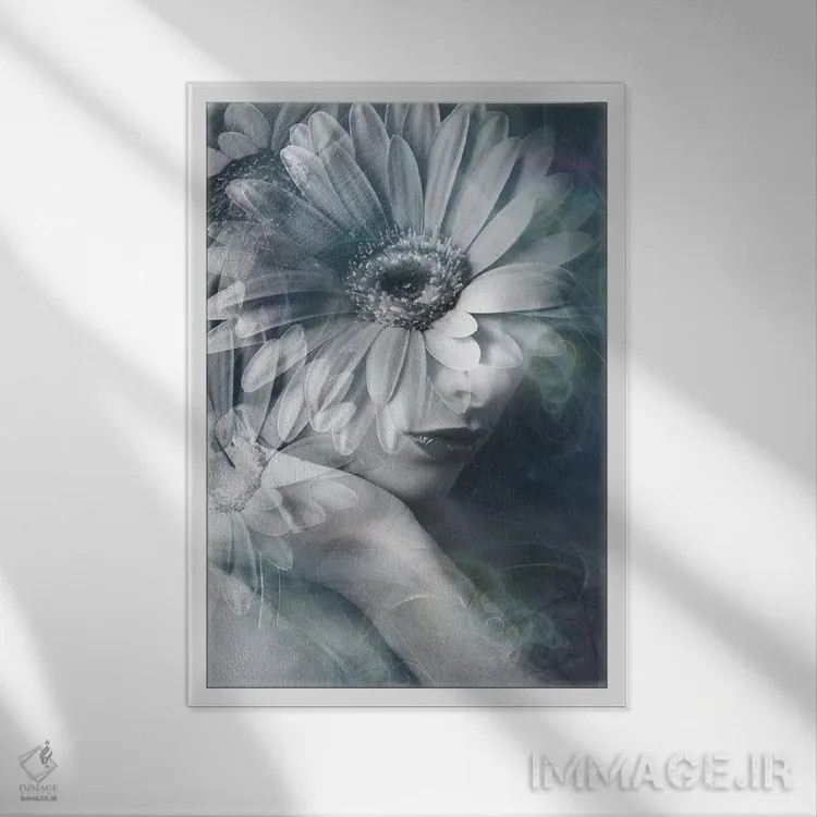 تابلو دختر گل اثر تاتیانا آمرِین - نمای قابدار سفید