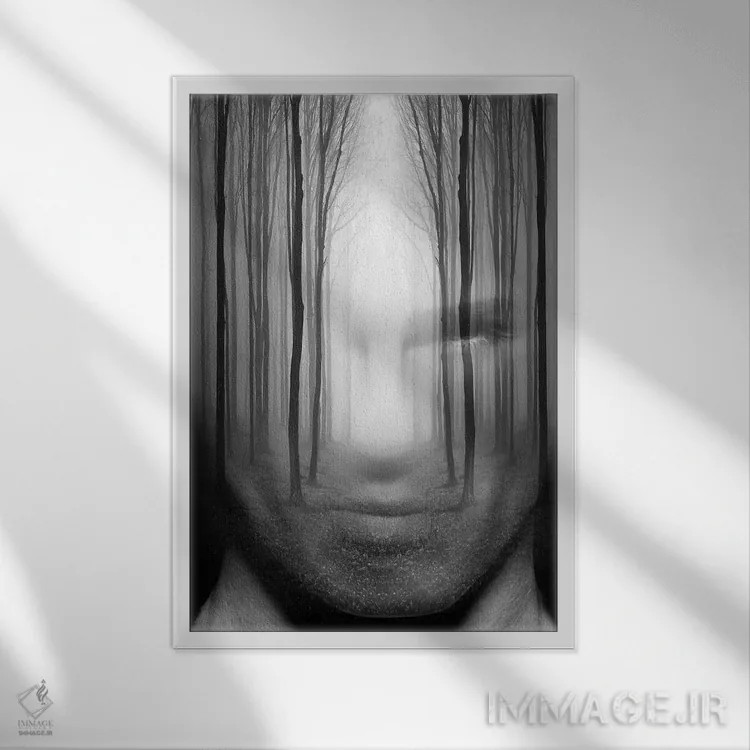 تابلو مرد جنگلی اثر تاتیانا آمرِین - نمای قابدار سفید