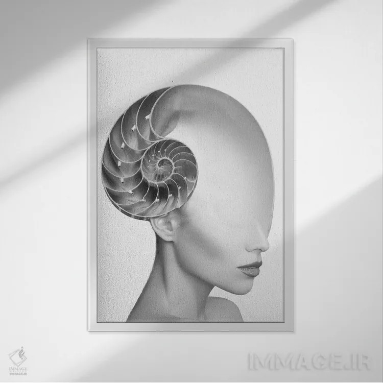 تابلو بانوی صدف اثر تاتیانا آمرِین - نمای قابدار سفید