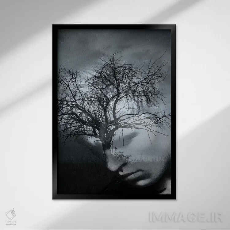 تابلو مرد درختی II اثر تاتیانا آمرِین - نمای قابدار مشکی