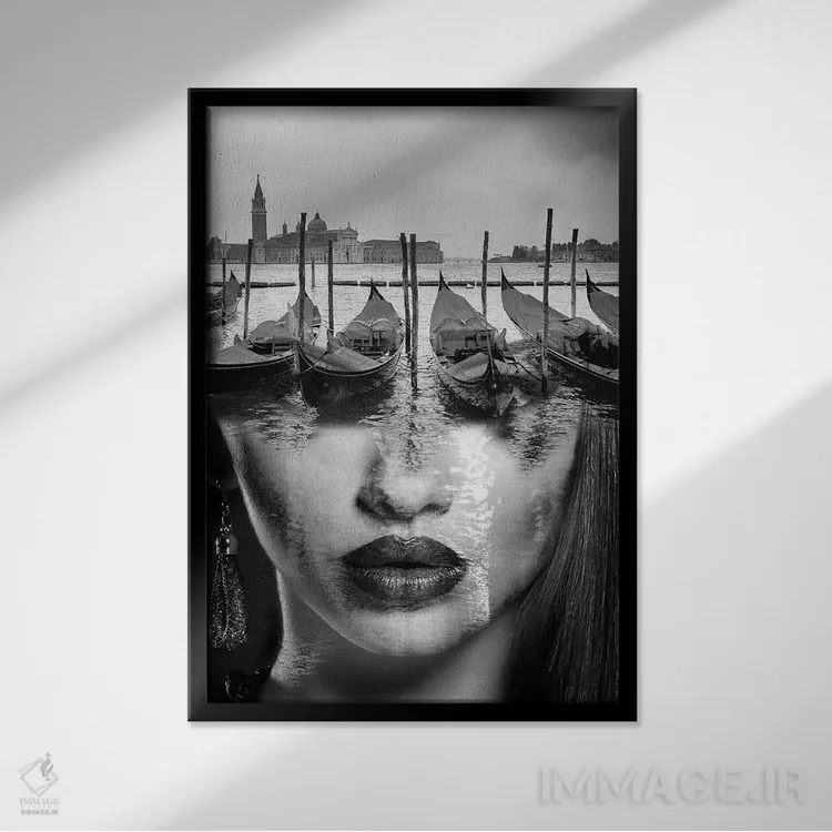 تابلو نقاب ونیزی اثر تاتیانا آمرِین - نمای قابدار مشکی