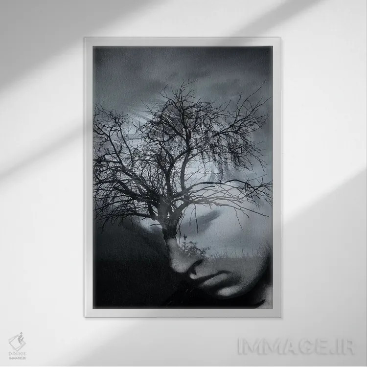 تابلو مرد درختی II اثر تاتیانا آمرِین - نمای قابدار سفید