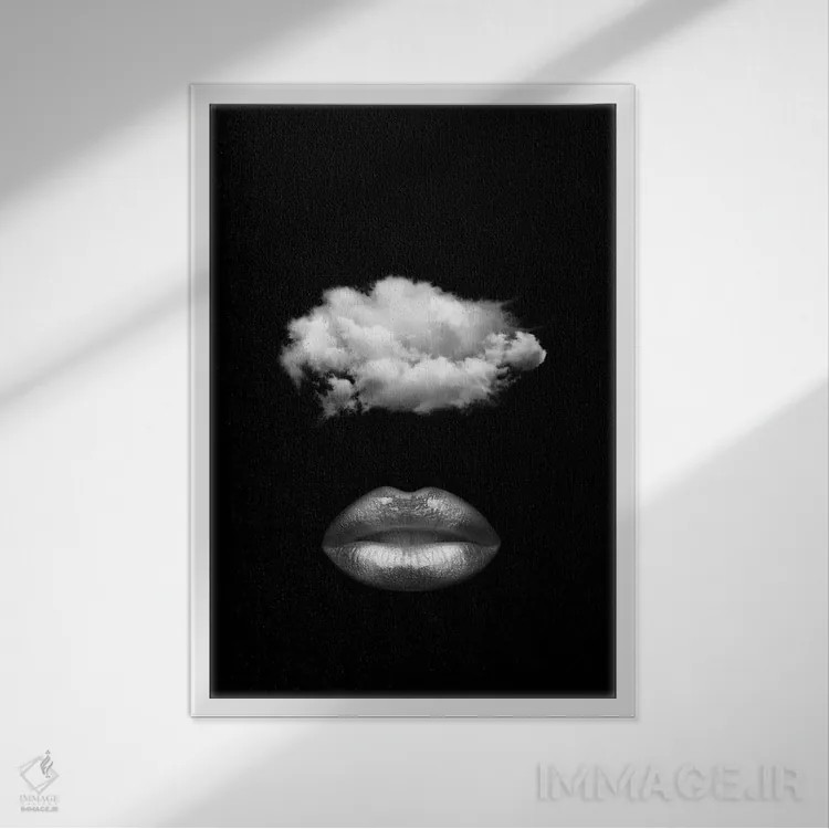 تابلو لبها اثر تاتیانا آمرِین - نمای قابدار سفید