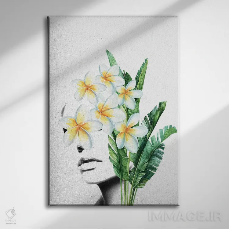 تابلو بانوی فرانجیپانی (نوعی گل گرمسیری) اثر تاتیانا آمرِین - نمای روبهرو روی دیوار