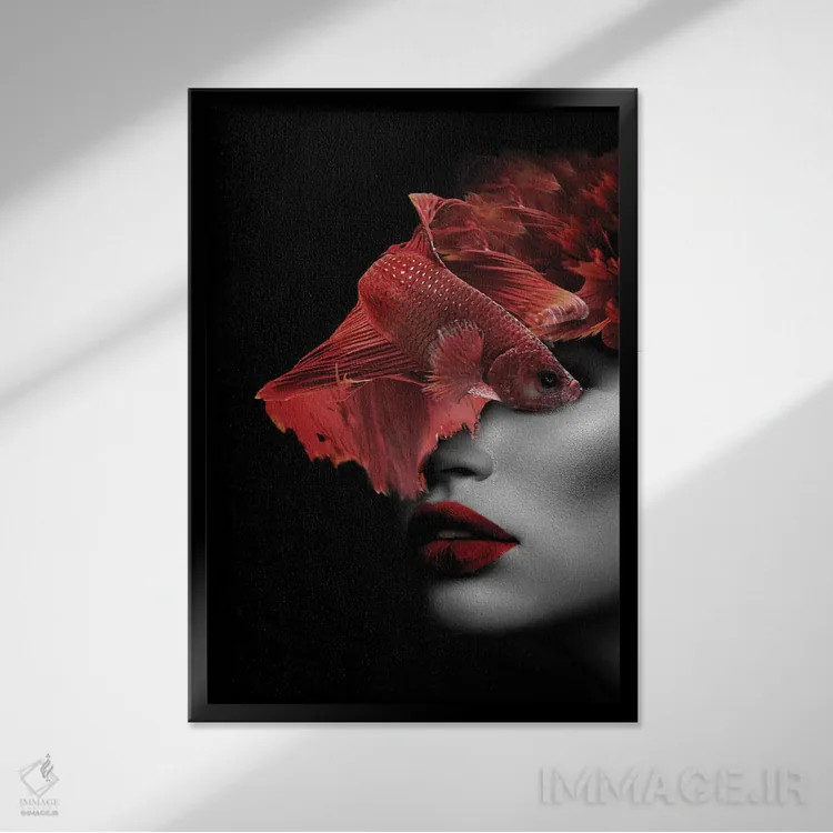 تابلو ماهیگیری VIII اثر تاتیانا آمرِین - نمای قابدار مشکی