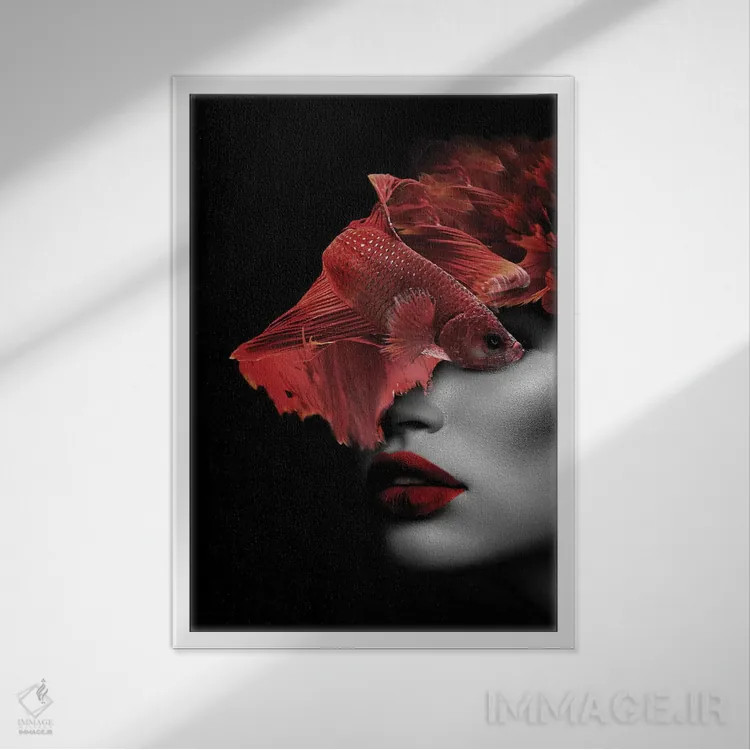 تابلو ماهیگیری VIII اثر تاتیانا آمرِین - نمای قابدار سفید