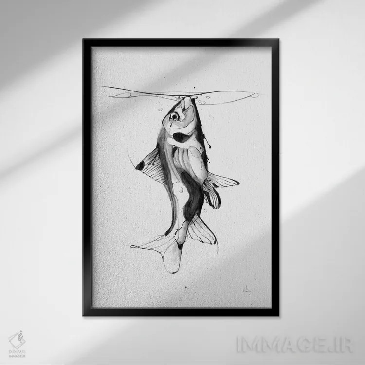 تابلو سوخت ماهی اثر الکسیس مارکو - نمای قابدار مشکی