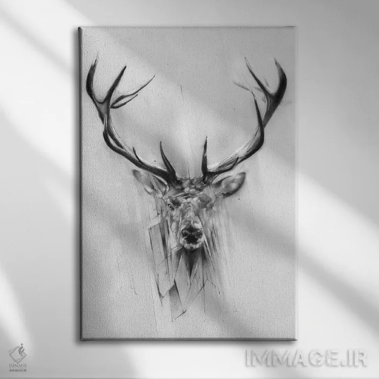 تابلو گوزن قرمز اثر الکسیس مارکو - نمای روبهرو روی دیوار