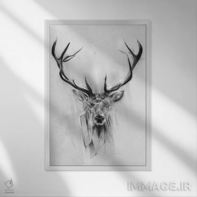 تابلو گوزن قرمز اثر الکسیس مارکو - نمای قابدار سفید