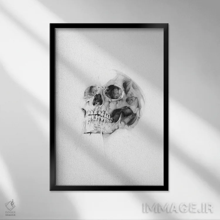 تابلو جمجمه LII اثر الکسیس مارکو - نمای قابدار مشکی