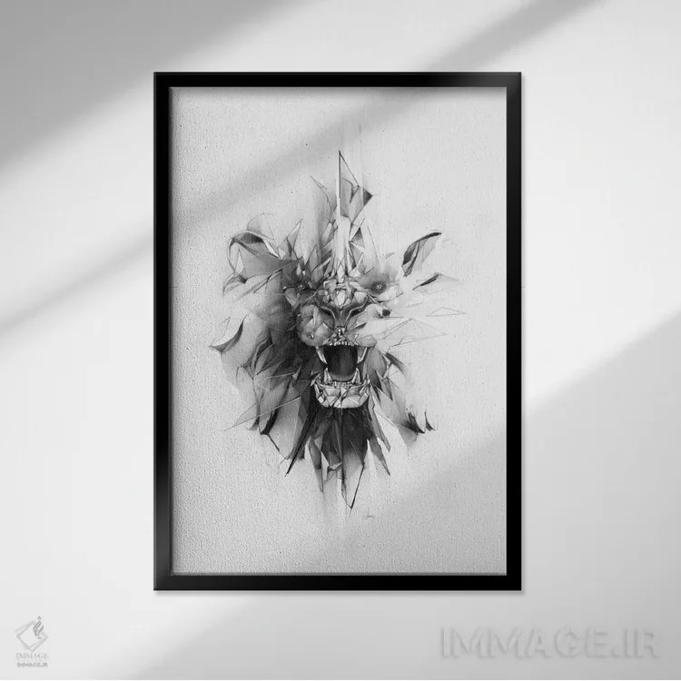 تابلو شیر سنگی اثر الکسیس مارکو - نمای قابدار مشکی