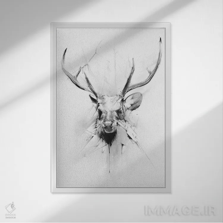 تابلو گوزن نر اثر الکسیس مارکو - نمای قابدار سفید