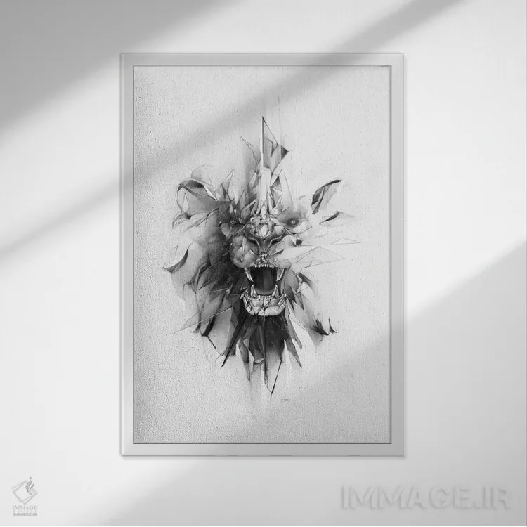 تابلو شیر سنگی اثر الکسیس مارکو - نمای قابدار سفید