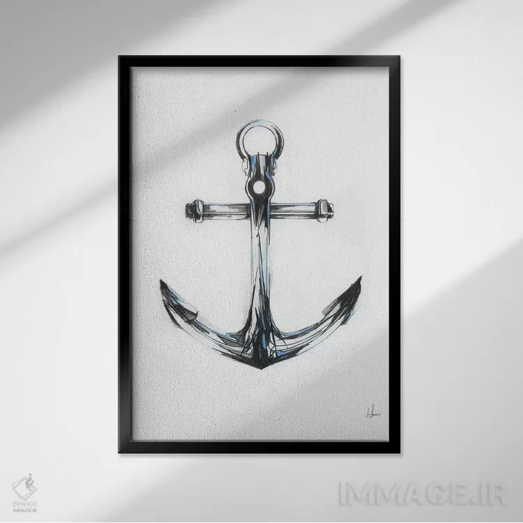 تابلو لنگر آبی اثر الکسیس مارکو - نمای قابدار مشکی