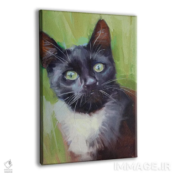 تابلو گربهٔ سیاه با گردن سفید اثر الکس مووچون - نمای پرسپکتیو محصول