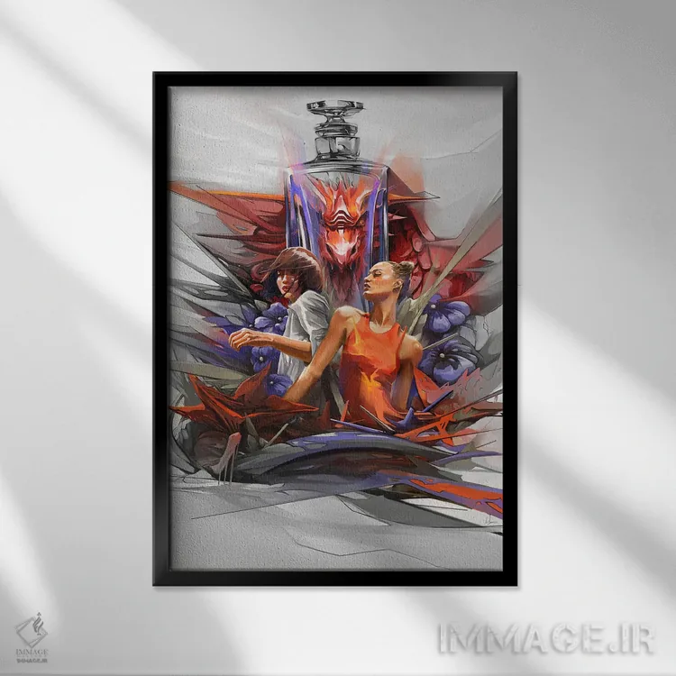 تابلو آتش قرمز اثر الکسیس مارکو - نمای قابدار مشکی