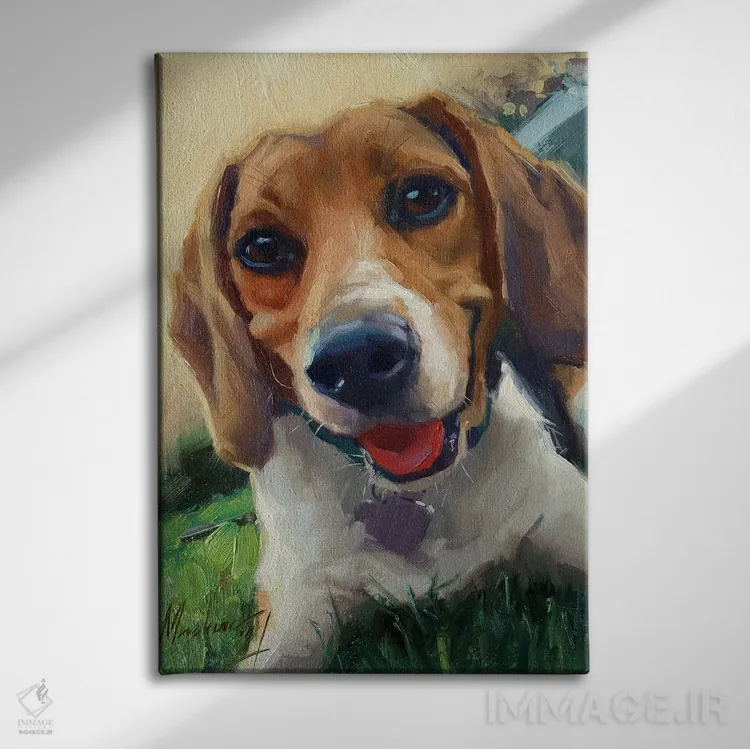 تابلو بیگل (سگ) اثر الکس مووچون - نمای روبهرو روی دیوار