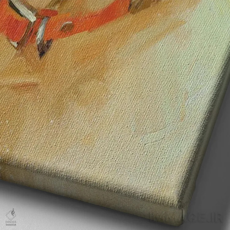 تابلو لابرادور زرد اثر الکس مووچون - نمای نزدیک بافت بوم