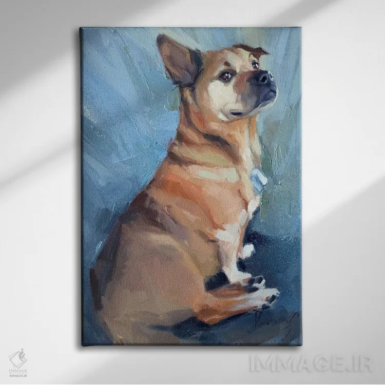 تابلو یک سگ کوچک مغرور اثر الکس مووچون - نمای روبهرو روی دیوار