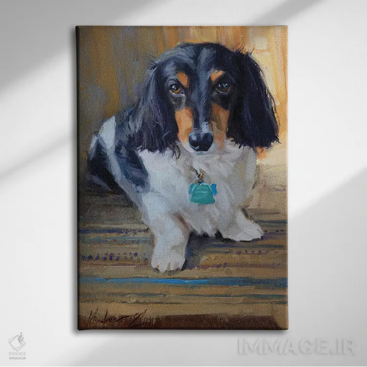 تابلو داشوند (سگ) اثر الکس مووچون - نمای روبهرو روی دیوار