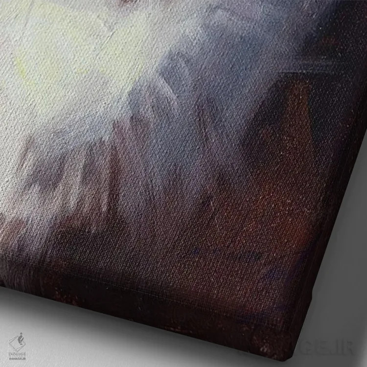 تابلو گربهٔ سیاه با گردن سفید اثر الکس مووچون - نمای نزدیک بافت بوم