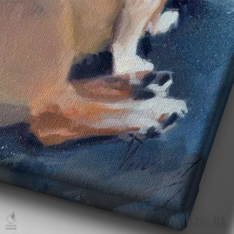 تابلو یک سگ کوچک مغرور اثر الکس مووچون - نمای نزدیک بافت بوم