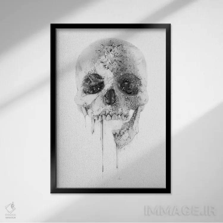 تابلو جمجمهٔ بلوری اثر الکسیس مارکو - نمای قابدار مشکی