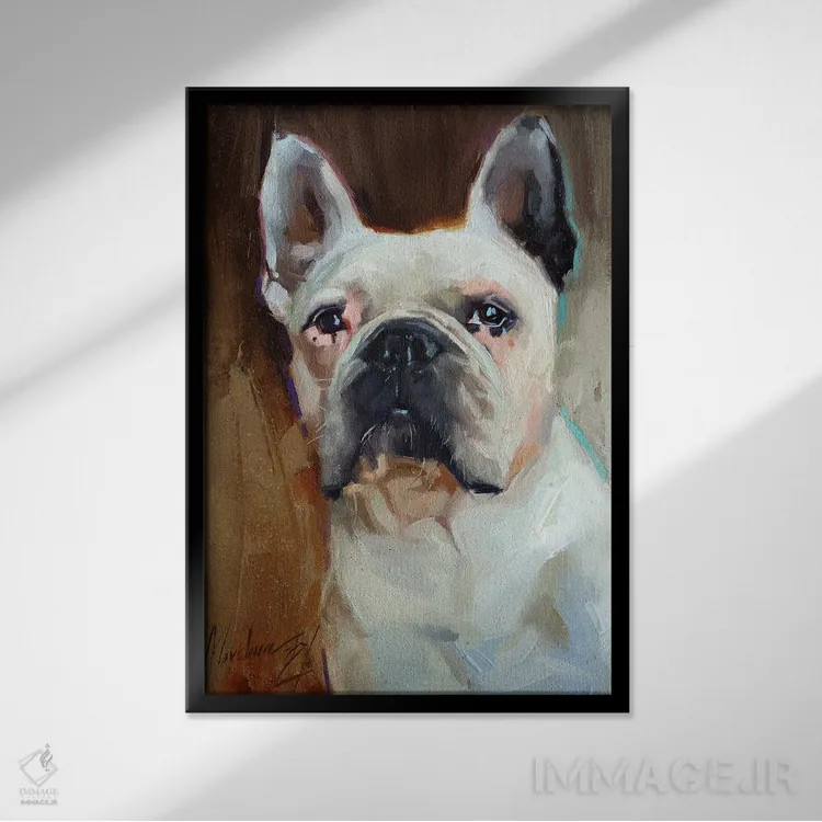تابلو بولداگ (سگ) اثر الکس مووچون - نمای قابدار مشکی