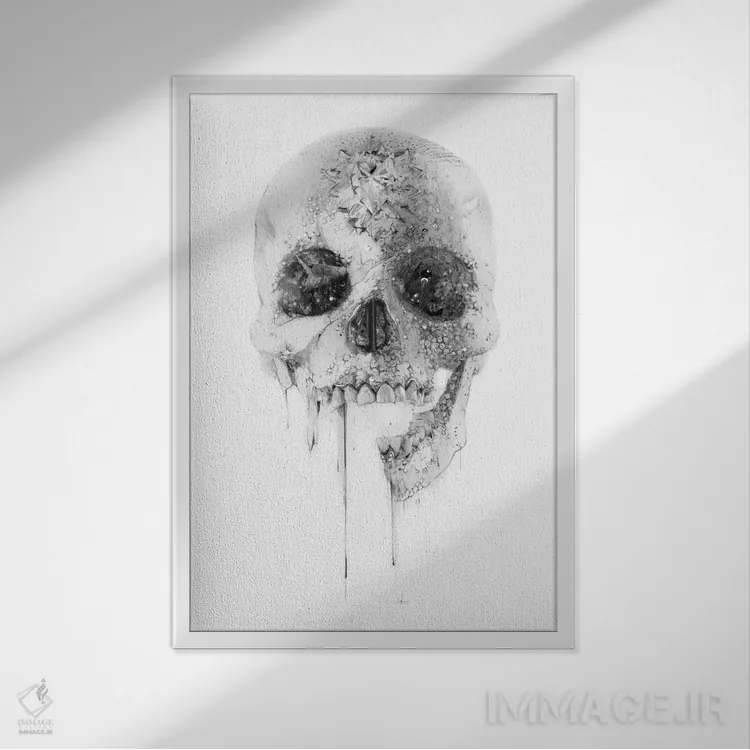 تابلو جمجمهٔ بلوری اثر الکسیس مارکو - نمای قابدار سفید