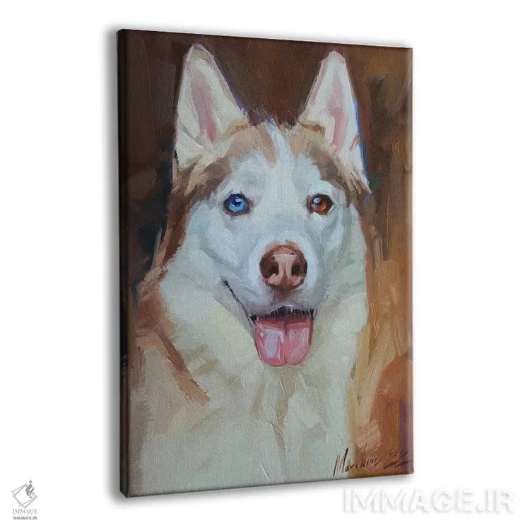 تابلو پرترهٔ هاسکی (سگ) اثر الکس مووچون - نمای پرسپکتیو محصول