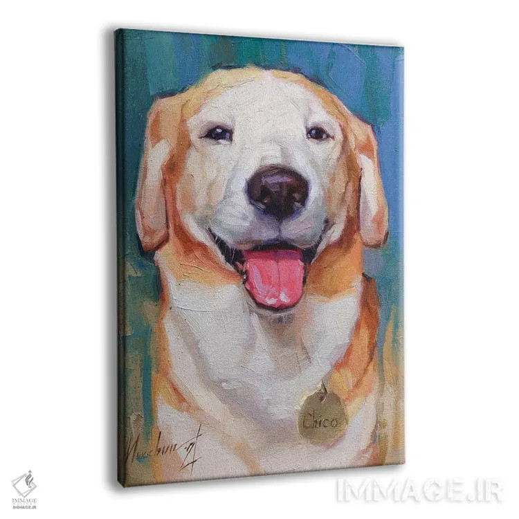 تابلو لابرادور شاد اثر الکس مووچون - نمای پرسپکتیو محصول