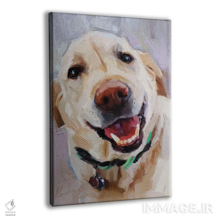 تابلو سگ سفید شاد اثر الکس مووچون - نمای پرسپکتیو محصول