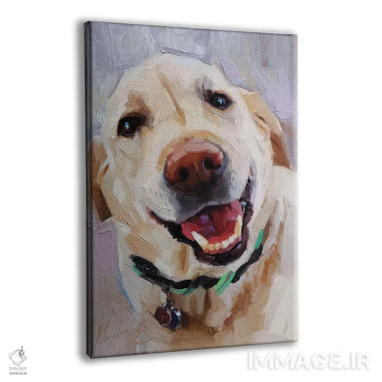 تابلو سگ سفید شاد اثر الکس مووچون - نمای پرسپکتیو محصول