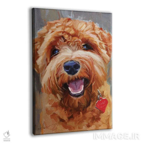 تابلو سگ زرد فرفری اثر الکس مووچون - نمای پرسپکتیو محصول