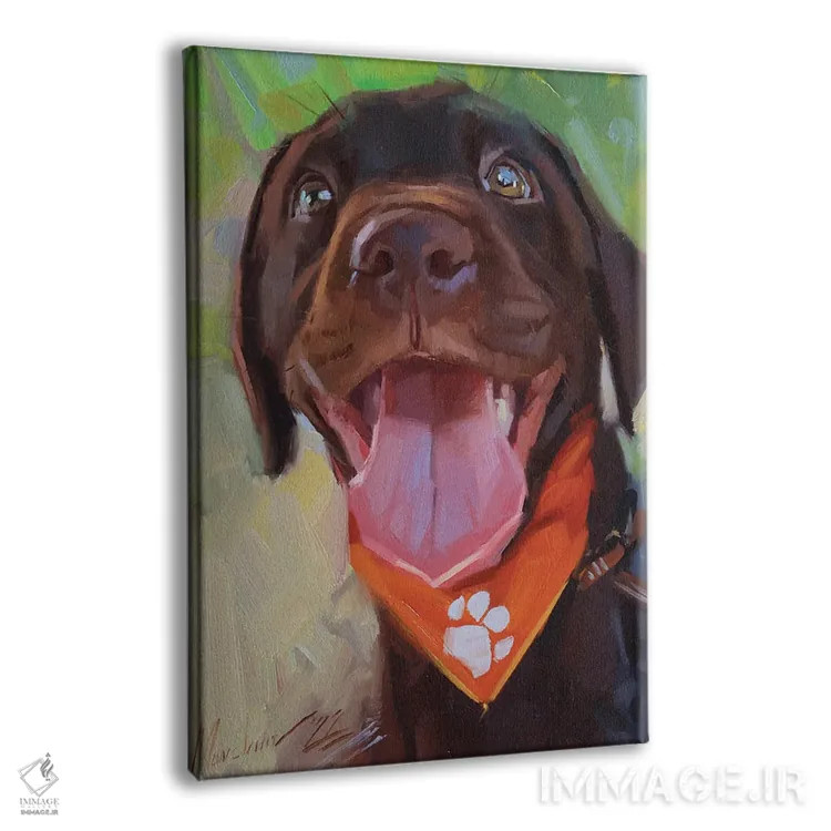 تابلو پرترهٔ لابرادور شکلاتی اثر الکس مووچون - نمای پرسپکتیو محصول