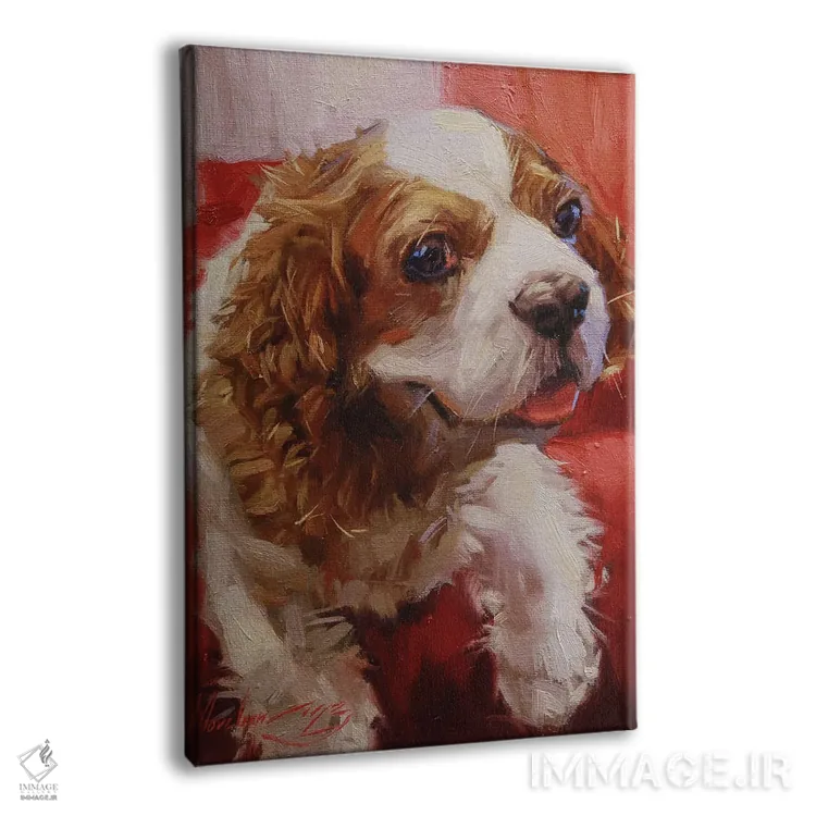 تابلو اسپانیل در رنگ قرمز اثر الکس مووچون - نمای پرسپکتیو محصول