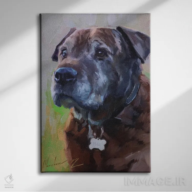 تابلو سگ قهوهای اثر الکس مووچون - نمای روبهرو روی دیوار