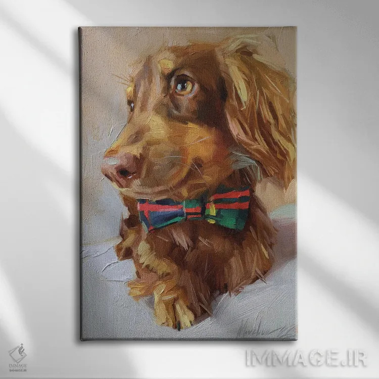 تابلو داشهوند کوچک (سگ سوسیس) اثر الکس مووچون - نمای روبهرو روی دیوار