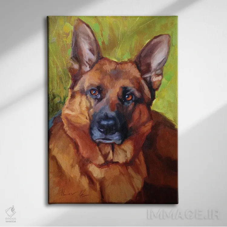 تابلو چوپان (سگ گله) اثر الکس مووچون - نمای روبهرو روی دیوار