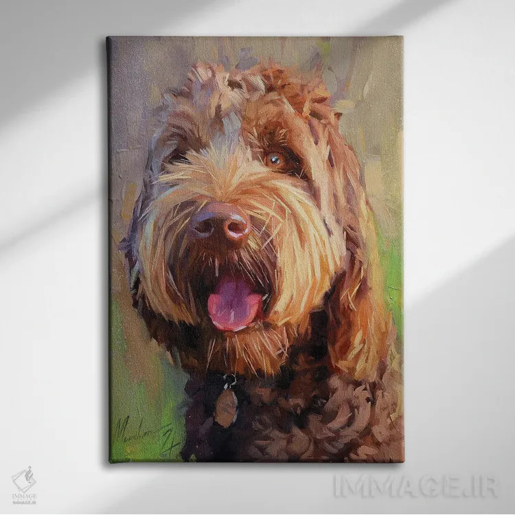 تابلو لابرادودل قهوهای (سگ) اثر الکس مووچون - نمای روبهرو روی دیوار