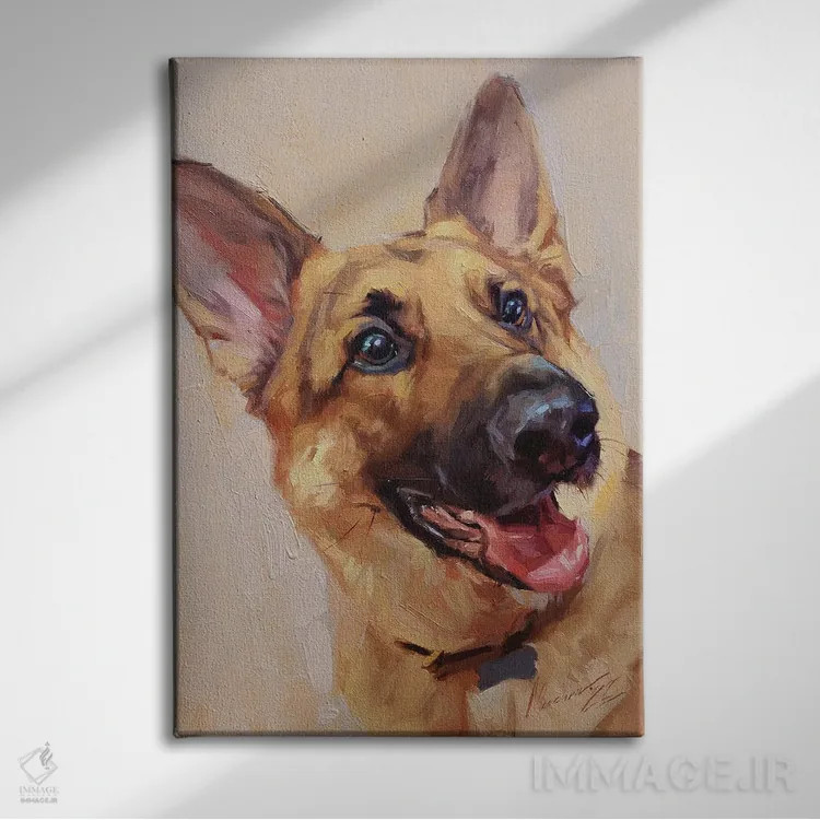 تابلو چوپان شاد (سگ گله) اثر الکس مووچون - نمای روبهرو روی دیوار